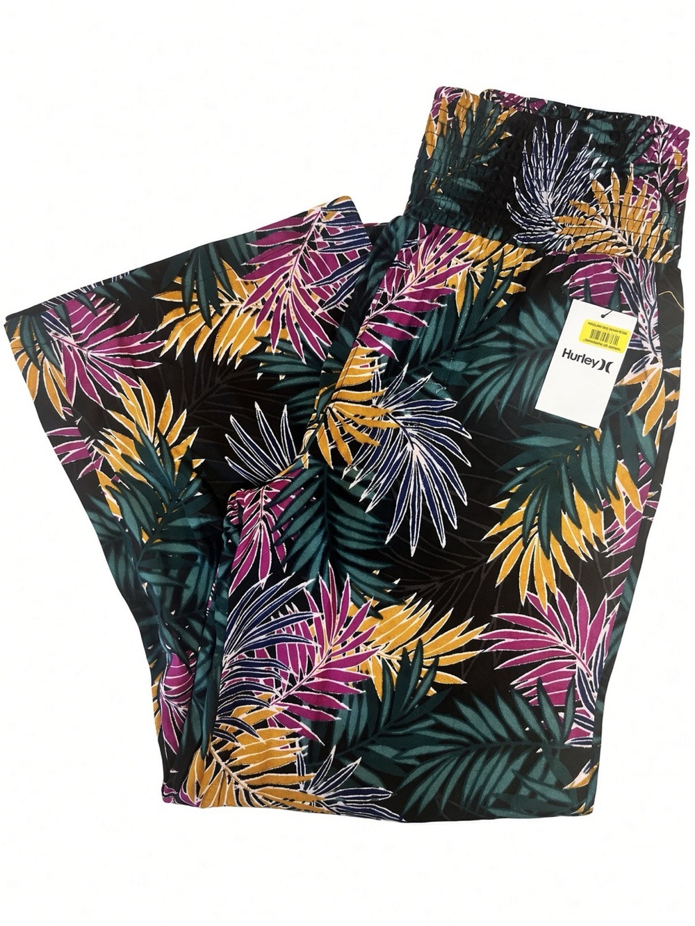 NWT Hurley Black Tropical Floral Wide Leg Beach Pants L